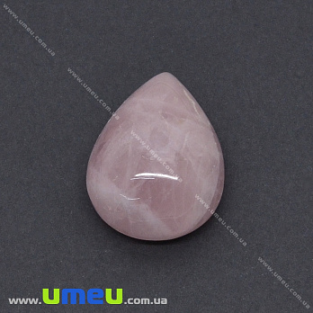 Кабошон нат. камінь Кварц рожевий, Крапля, 32х24 мм (KAB-036165)