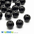 Бусины пластиковые Круглые, 12 мм, Черные (BUS-004649)
