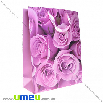Подарочный пакет Розы, 40х31х12 см, Розовый, 1 шт (UPK-035672)