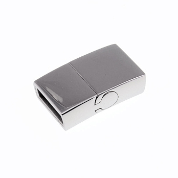 Замок магнітний з нерж. сталі для вклеювання шнура, 20х12 мм, Темне срібло (STL-055637)