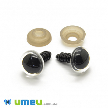 Глазки со штифтом круглые (с заглушками), 10 мм, Черные, 1 комплект (DIF-040473)