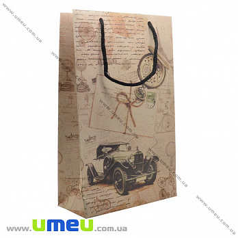 Подарочный пакет из крафт бумаги, 26х17х7 см, Машина, 1 шт (UPK-019035)