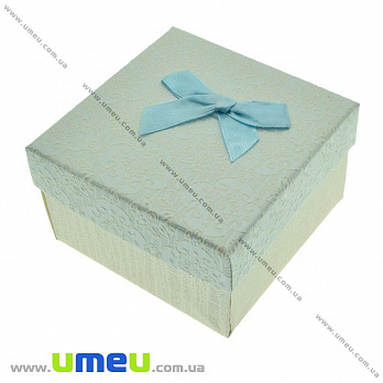 Подарочная коробочка Квадратная с узором, 8,5х8,5х5,5 см, Голубая, 1 шт (UPK-023099)