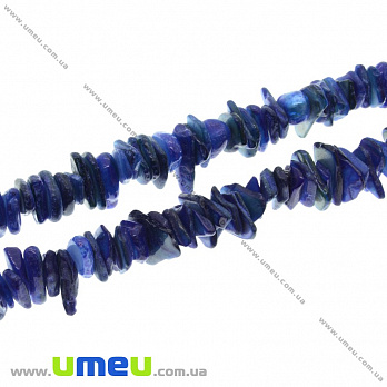 Скол (крошка) натуральный камень Перламутр синий, 6-15 мм, 1 нить (38-40 см) (BUS-012606)