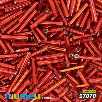 Бісер чеський Стеклярус 5, №97070, Червоний блискучий, 12 мм (BIS-033574)