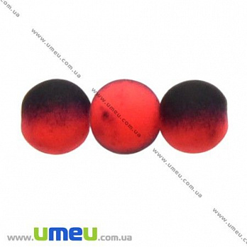 Бусина стеклянная НЕОН, 8 мм, Черно-красная, 1 шт (BUS-008311)