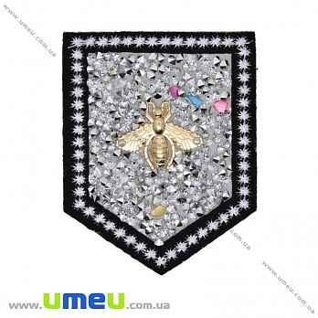 Термоаплікація зі стразами Бджілка, 7х5,5 см, Чорна (APL-031706)