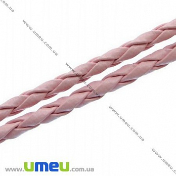 Плетенный искусственный кожаный шнур, Розовый, 3 мм, 1 м (LEN-007366)