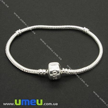 [Архів] Основа для браслета PANDORA зі стопером, Світле срібло, 18 cм (OSN-006904)