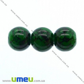 Бусина стеклянная Мраморная, 8 мм, Круглая, Зеленая, 1 шт (BUS-007214)