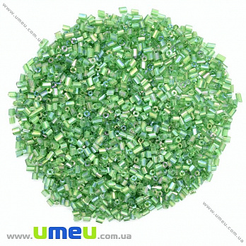 Бисер китайский рубка, 2,2 мм, Зеленый АВ прозрачный, 25 г (BIS-001496)